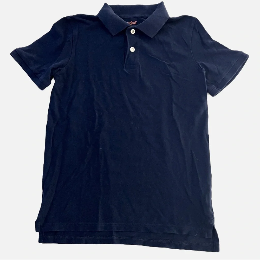 CAT & JACK Boys' Short Sleeve Pique Uniform Navy Polo Shirt - L (12/14)
